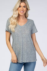 Heather Grey Raw Hem Top