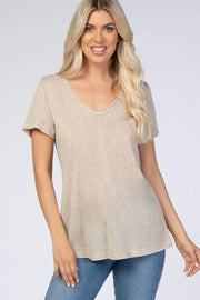 Light Taupe Heather Raw Hem Top