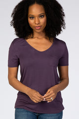 Purple Scoop Neck Pocket Top