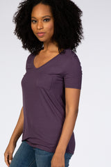 Purple Scoop Neck Pocket Top