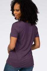 Purple Scoop Neck Pocket Top