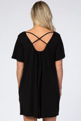 Black Crisscross Back Maternity Dress