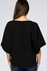 Black Hem Tie Dolman Sleeve Maternity Blouse