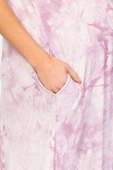 Lavender Tie Dye V-Neck Maternity Maxi Dress