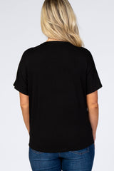 Black Tie Front Short Sleeve Maternity Top