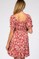 Red Floral Off Shoulder Maternity Mini Dress