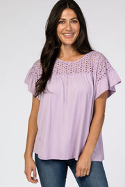 Lavender Eyelet Accent Top