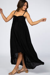 Black Ruffle Tier Hi-Low Maternity Dress