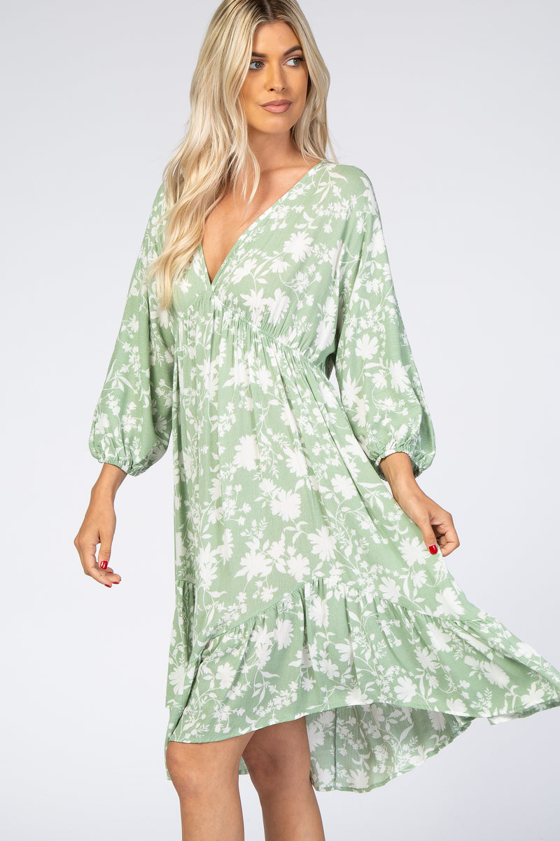 Mint Floral Silhouette Print Dress – PinkBlush