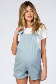 Light Blue Tie Knot Maternity Short Overalls