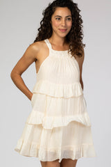 Ivory Halter Ruffle Tiered Dress