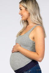 Heather Grey Sleeveless Ribbed Maternity Bodysuit