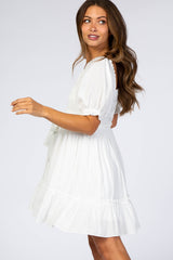 White Smocked Maternity Dress