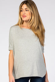 Heather Grey Short Dolman Sleeve Maternity Top