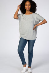 Heather Grey Short Dolman Sleeve Top