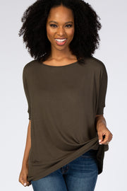 Olive Short Dolman Sleeve Top