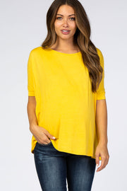 Yellow Short Dolman Sleeve Maternity Top