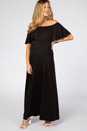 Black Off Shoulder Maxi Maternity Dress