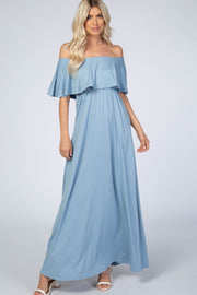 Light Blue Off Shoulder Maxi Dress