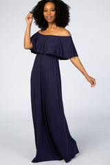 Navy Off Shoulder Maxi Dress