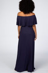 Navy Off Shoulder Maxi Dress