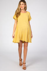 Yellow Fringe Linen Maternity Dress