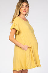 Yellow Fringe Linen Maternity Dress