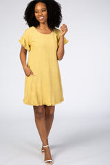 Yellow Fringe Linen Maternity Dress