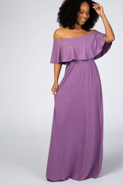 Purple Off Shoulder Maxi Dress