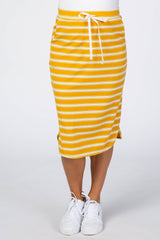 Yellow Ribbed Striped Maternity Skirt