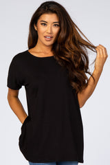 Black Ribbed Maternity Top