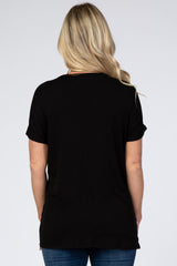 Black Ribbed Maternity Top