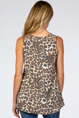 Brown Leopard Print Baby Doll Maternity Top