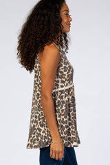 Brown Leopard Print Baby Doll Top