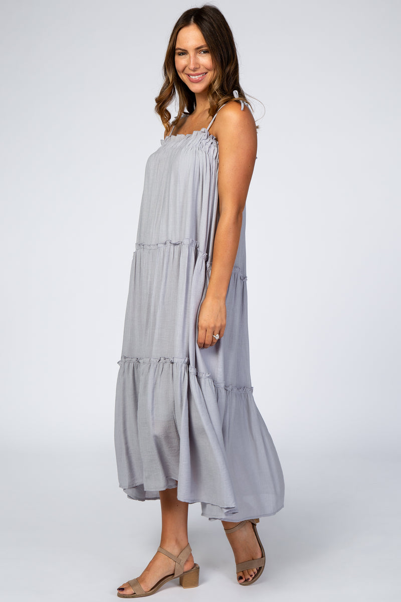 Blue Tie Strap Ruffle Maxi Dress – PinkBlush