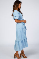 Light Blue Smocked Tiered Dress