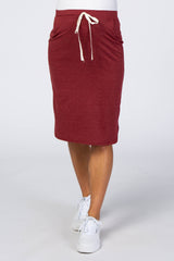 Burgundy Drawstring Maternity Skirt