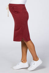 Burgundy Drawstring Maternity Skirt