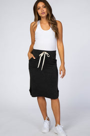 Charcoal Drawstring Maternity Skirt