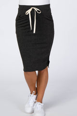 Charcoal Drawstring Maternity Skirt