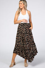 Black Floral Ruffle Maternity Skirt