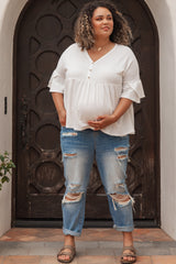 Blue Distressed Maternity Plus Jeans