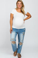 Blue Distressed Maternity Plus Jeans