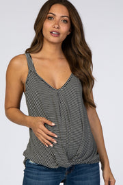 Black Striped Knot Maternity Top