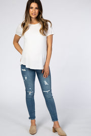 Blue Distressed Maternity Skinny Jeans