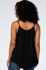 Black Crochet Detail Sleeveless Top