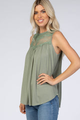 Light Olive Lace Inset Tank Top