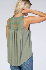 Light Olive Lace Inset Tank Top