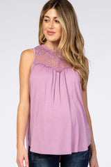 Lavender Lace Inset Maternity Tank Top