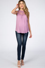 Lavender Lace Inset Maternity Tank Top